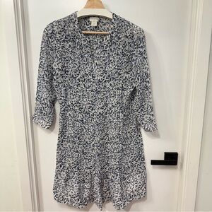 Club Monaco Silk Navy and White flare Dress